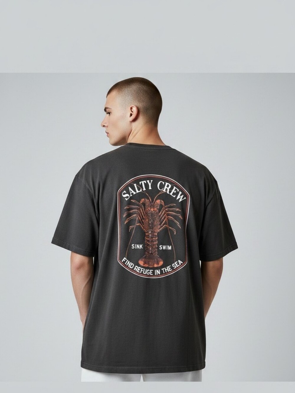 Salty Crew Find Refuge In The Sea Tee Black Classic Fit Men's T-shirt Size S